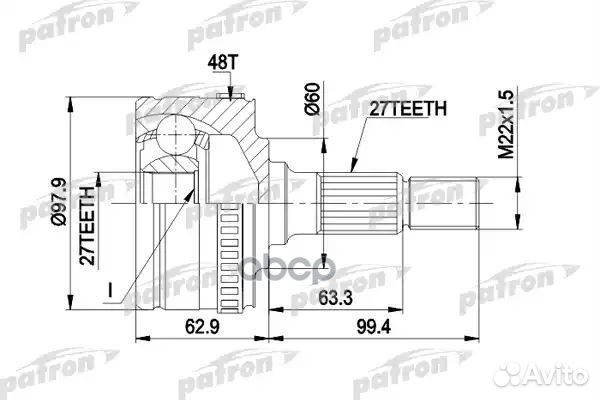 ШРУС наружн к-кт 27x59.8x27 ABS:48T mercedes