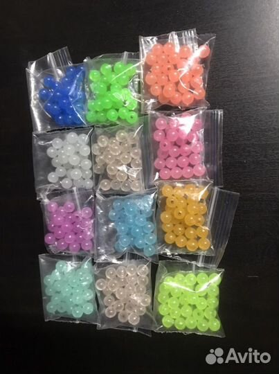 Светящиеся в темоте бусины, 25 шт