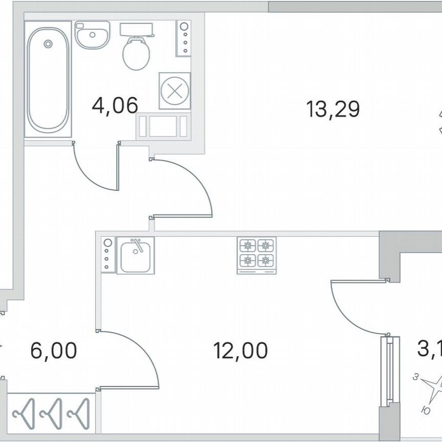 1-к. квартира, 36,9 м², 4/4 эт.