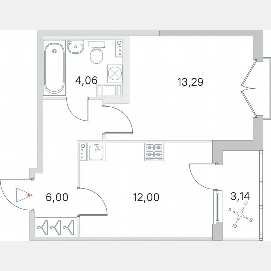 1-к. квартира, 36,9 м², 4/4 эт.
