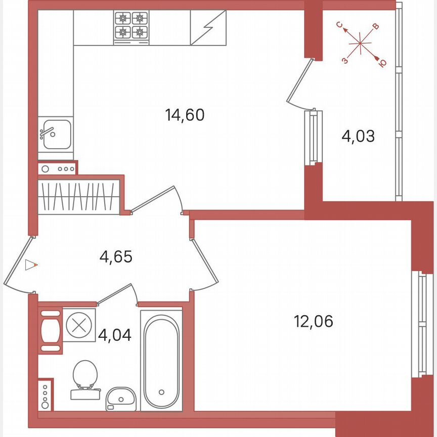 1-к. квартира, 37,4 м², 3/5 эт.