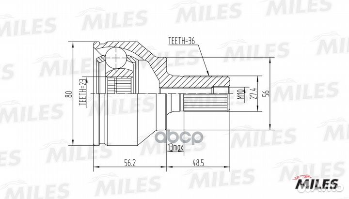 ШРУС ford focus 1.4-2.0 04- нар. GA20107 Miles