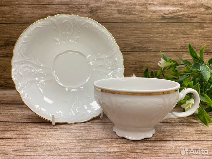 Чашка с блюдцами «Отводка золото» 205мл. Чехия