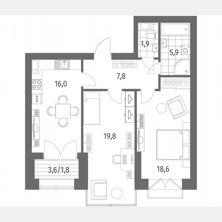 2-к. квартира, 71,8 м², 9/11 эт.