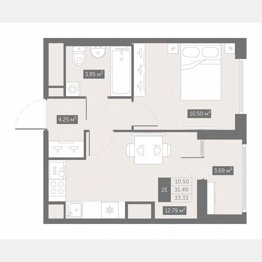 1-к. квартира, 33,3 м², 8/10 эт.