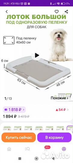 Лоток туалет для животных собак, кошек