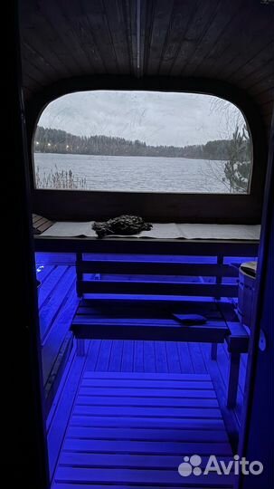 Баня у реки с панорамным окном (мобильная)