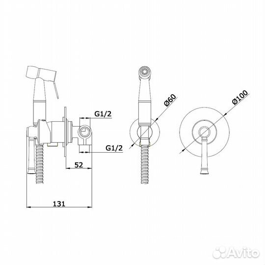 Смеситель c гигиеническим душем встраиваемый Vieir V273553 хром