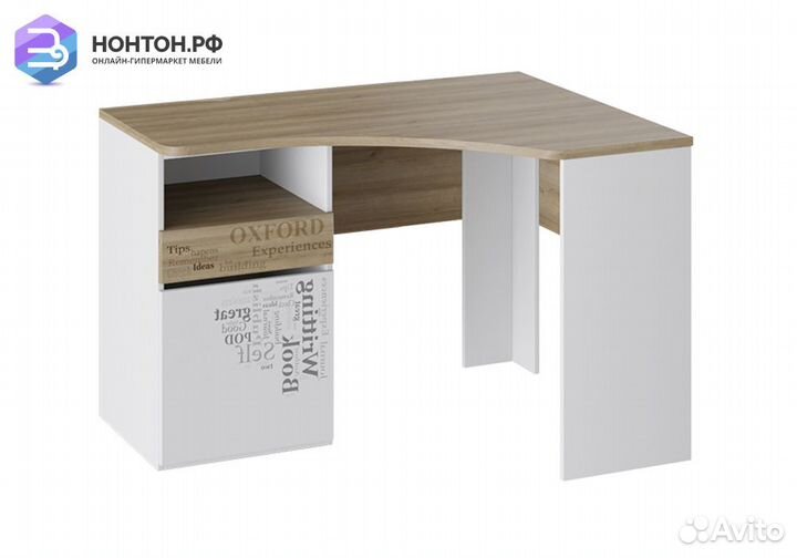 Угловой стол Оксфорд ривьера / белый с рисунком