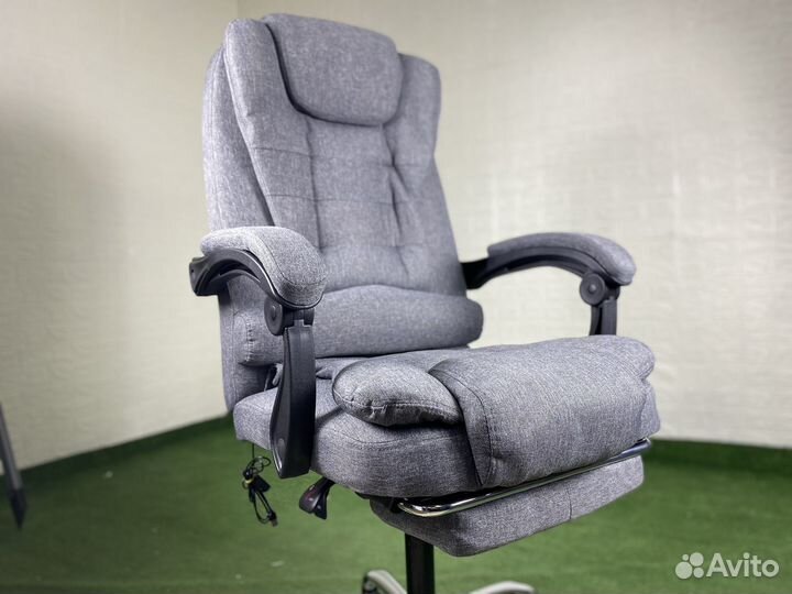 Офисное кресло руководителя новое серое ткань