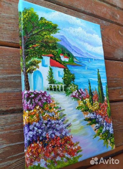 Картина пейзаж прованс маки масло