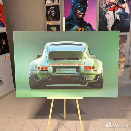 Модная картина на холсте Porsche 911 green арт72/2