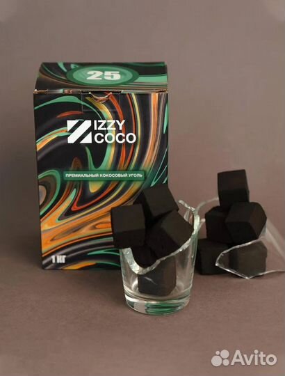 Уголь для кальяна izzy 25мм 72шт 1кг
