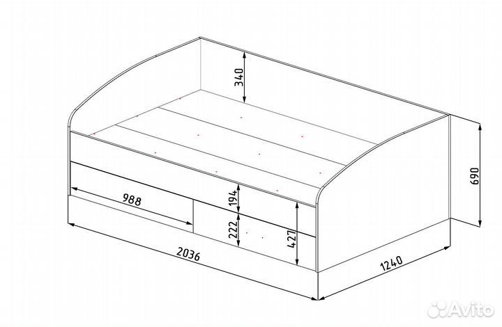 Кровать подростковая 120х200 коллекции Гранд