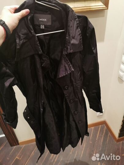 Чёрный женский плащ лёгкий, размер 46