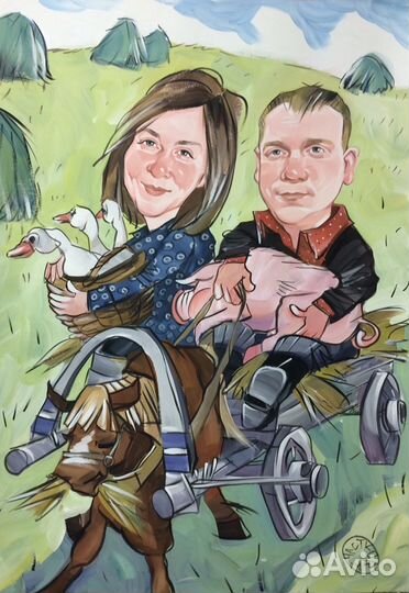 Портреты шаржи по фото