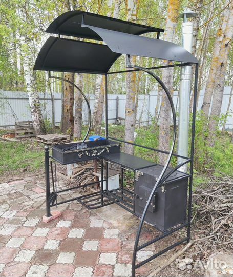 Кованый мангал с печью