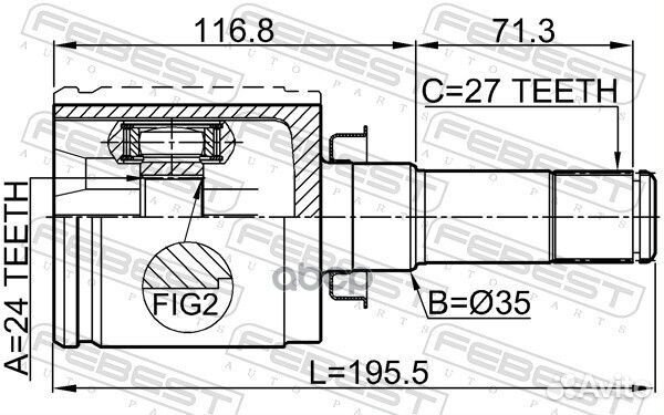 ШРУС внутренний 24X35X27 cadillac SRX 10- 3211S