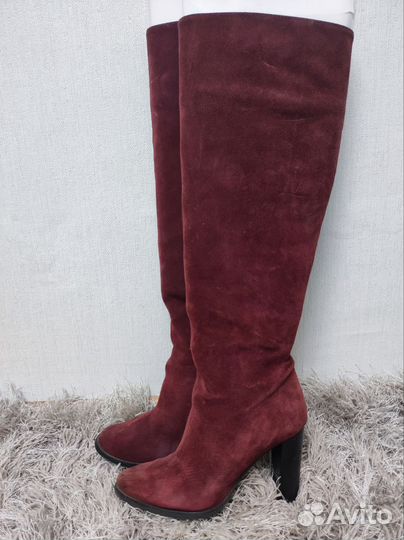 Сапоги трубы ботфорты натуральная замша