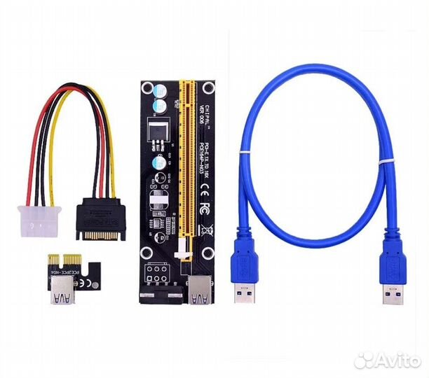 Рейзер pci-e molex, 6 pin