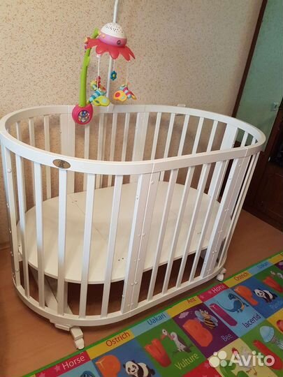 Детская круглая овальная кроватка трасформер 8 в 1