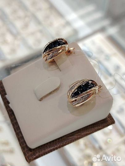 Серьги с сапфирами и бриллиантами 5,46г 585