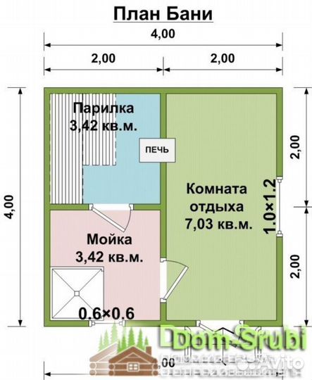 Юхнов. Хорошая надёжная Баня из бруса Б-2 (4х4)