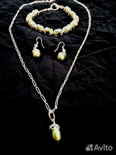 Комплект из натурального жемчуга