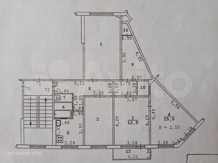 Комната 15 м² в 4-к., 4/5 эт.