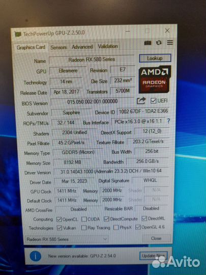 Видеокарта rx580 8gb sapphire