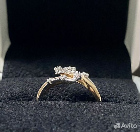 7 бриллиантов Кольцо красное + белое золото