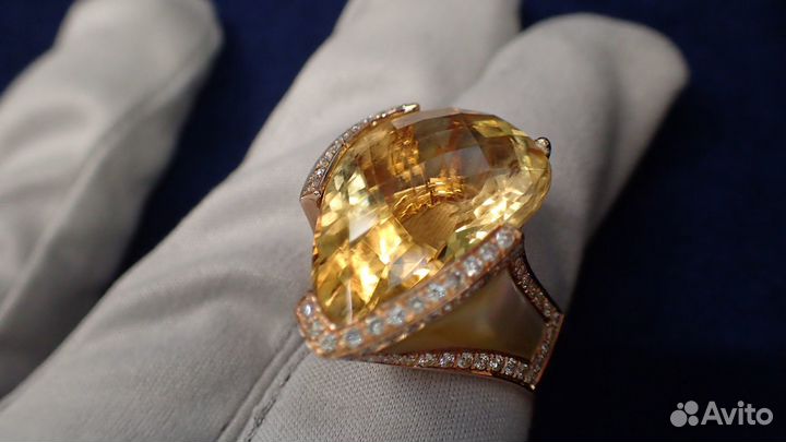 Золотое кольцо с цитрином 20.51 карат