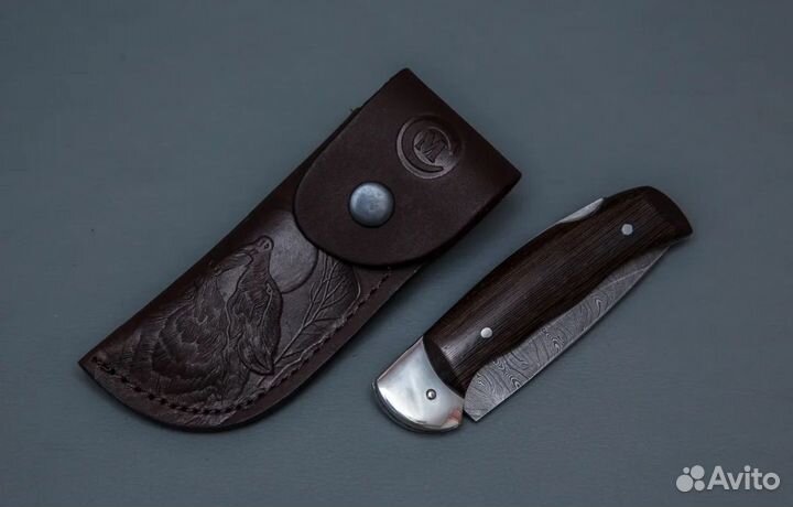 Нож складной Клык из дамасской стали