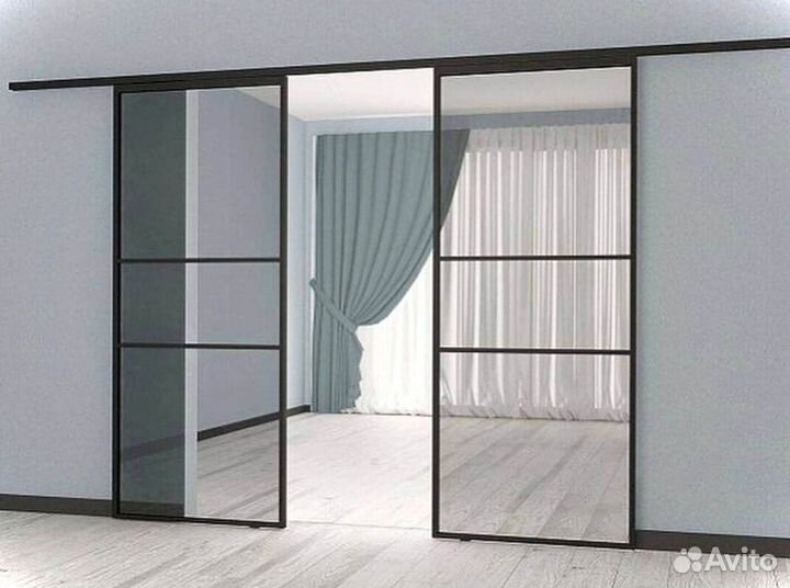 Раздвижная перегородка с матовым стеклом