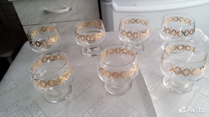 Винтаж, бокал-креманка из поющего хрусталя, 7 шт