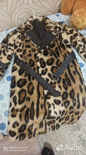 Искусственная леопардовая шуба 46