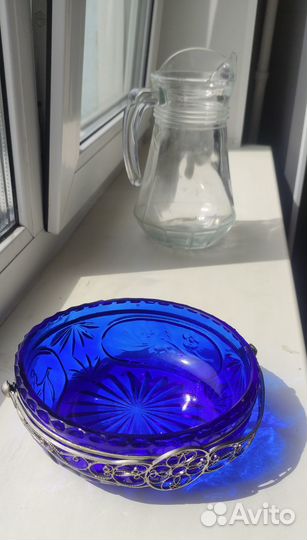 Ваза - конфетница цветное стекло СССР