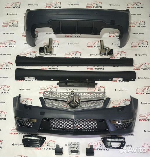 Обвес С63 AMG W204 с ромбовидными насадками