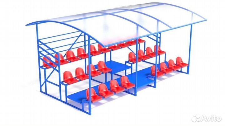 Трибуна с навесом, с ограждением, 3-х рядная Pioner A13594