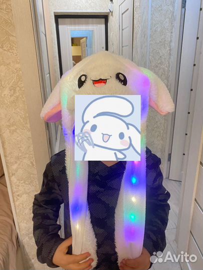 Шапка заец с подсветкой