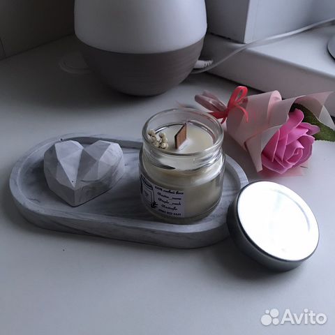 Подарочный набор декор из гипса соевая свеча