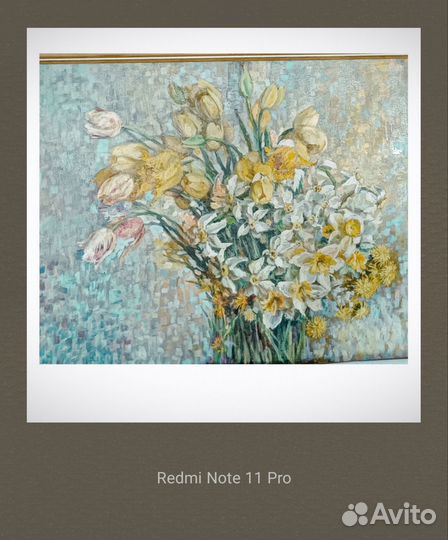 Картина. Нарциссы и тюльпаны. Холст, масло