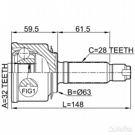 Шрус наружный 32x63x28