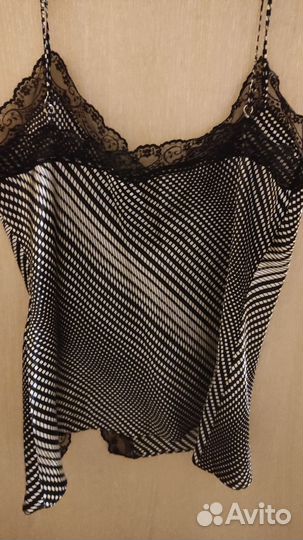Топ женский черный атлас с кружевом размер 46