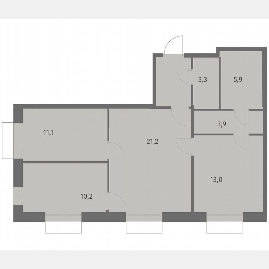 3-к. квартира, 72,7 м², 2/13 эт.