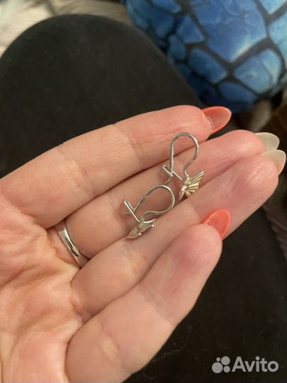 Детские сережки серебро