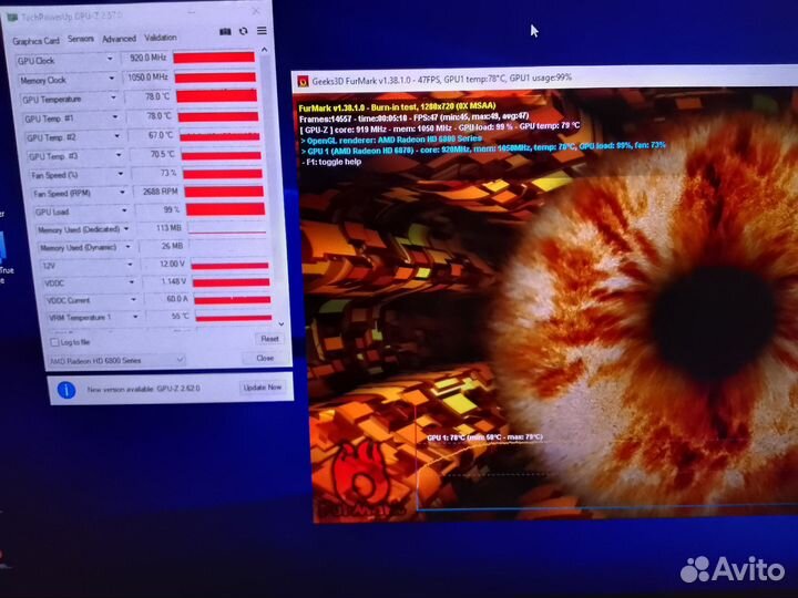 Видеокарта HD 6870 1Gb рабочая
