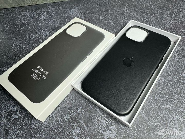 Чехол кожаный iPhone 15 с magsafe анимация