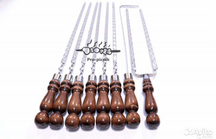 Шампуры комплект(6 шампуров+кочерга+Шампур-вилка