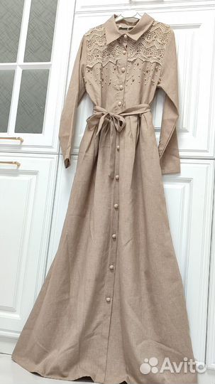 Вечернее платье льняное